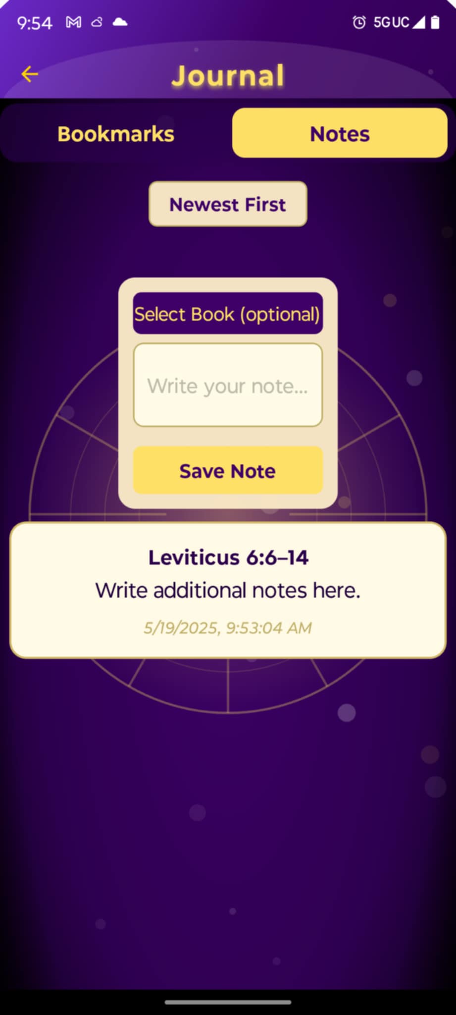 Mystical Bible Companion navigation